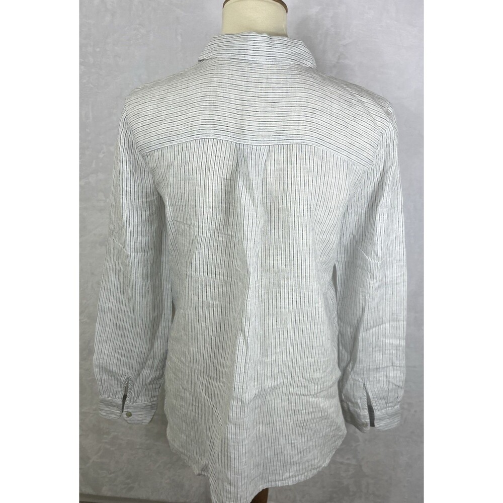 Eileen Fisher 100% Linen Button Front Blouse Striped Multicolor Size XS - Picture 5 of 9